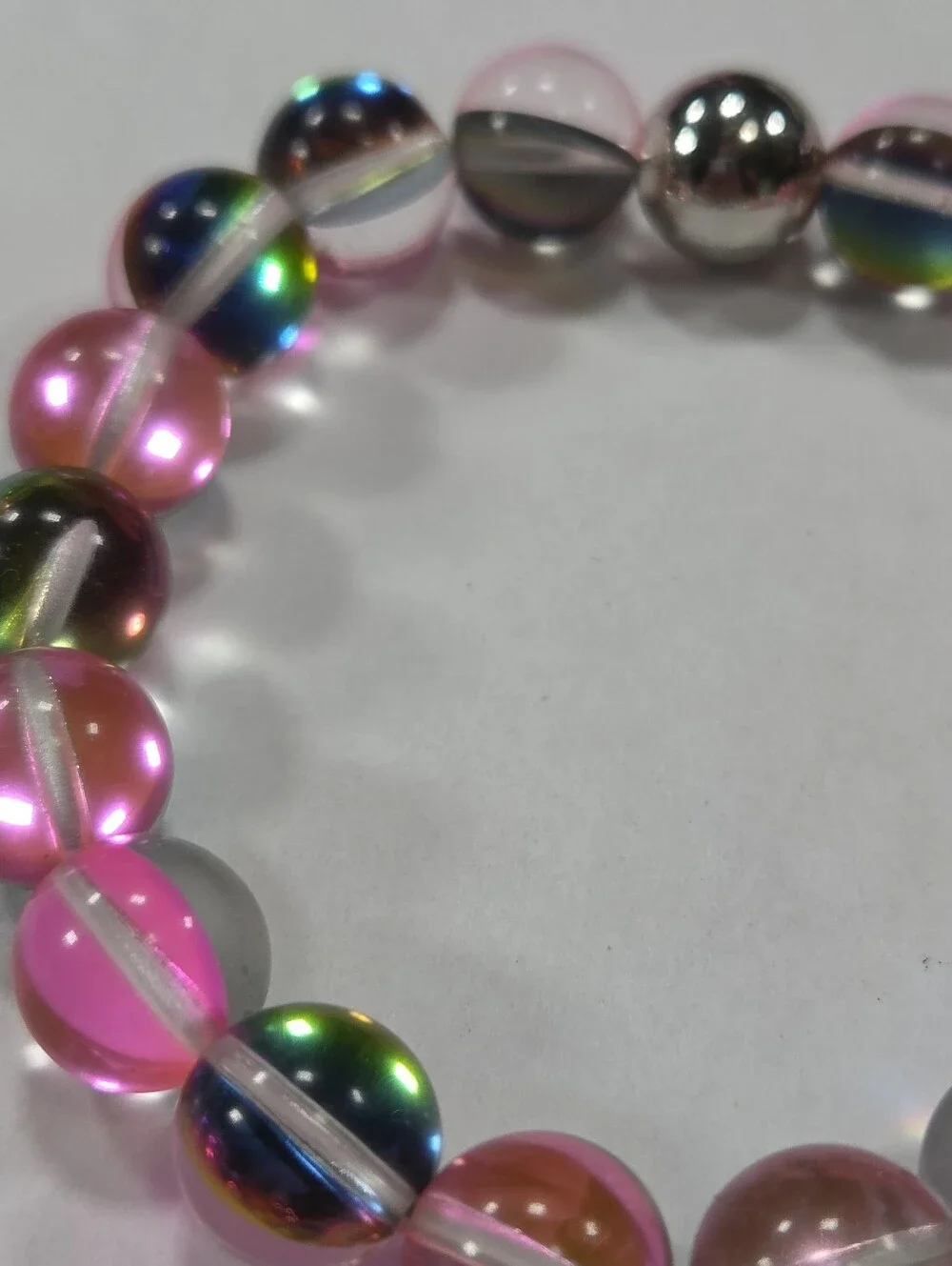 🆕️ NOGU Rose Petal Silver Mermaid Glass Statement Bracelet